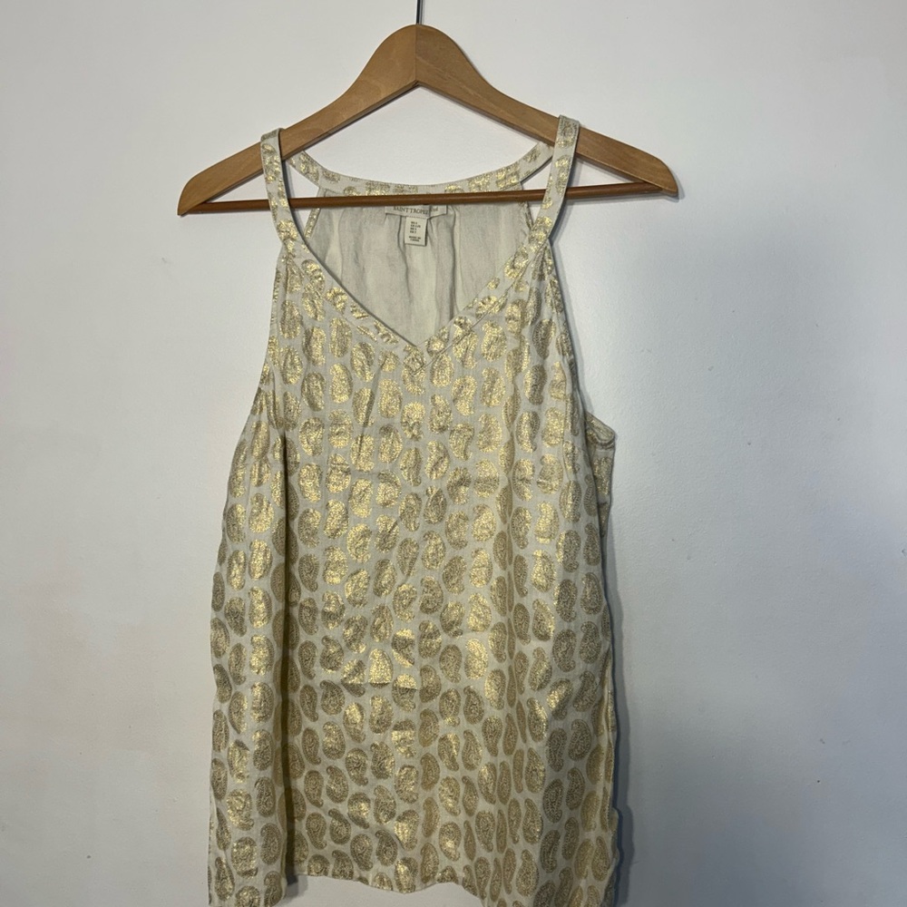 Saint Tropez West Cream Cami with Gold Metallic Print